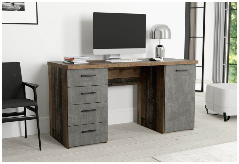 Schreibtisch NETBOB Optik Old Wood Vintage / Beton von Forte