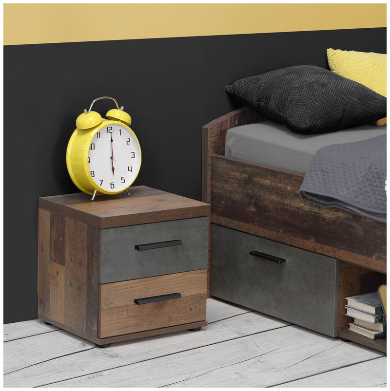 Nachtkommode Nachttisch WINNIE Optik Old Wood Vintage von Forte