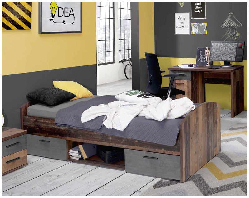 Jugendbett Einzelbett WINNIE Optik Old Wood Vintage von Forte