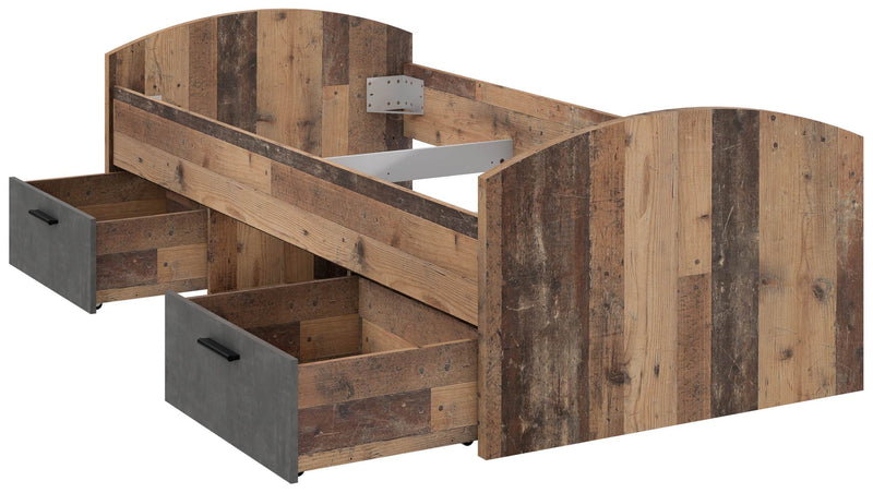 Jugendbett Einzelbett WINNIE Optik Old Wood Vintage von Forte