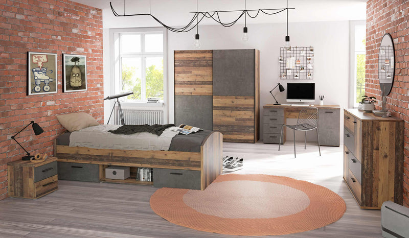 Jugendzimmer WINNIE 5-tlg. Komplettset Optik Old Wood Vintage