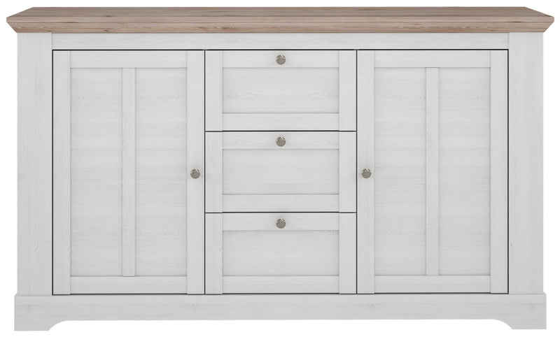 Sideboard Kommode ILOPPA 2-trg. 3 Schubladen Optik Schneeeiche Forte