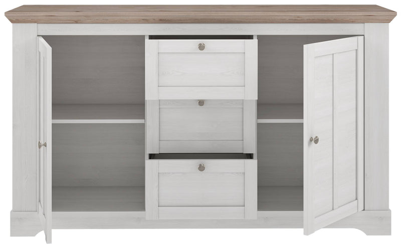 Sideboard Kommode ILOPPA 2-trg. 3 Schubladen Optik Schneeeiche Forte