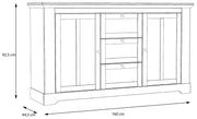 Sideboard Kommode ILOPPA 2-trg. 3 Schubladen Optik Schneeeiche Forte