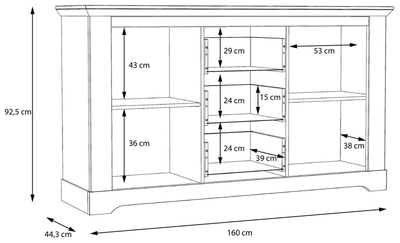 Sideboard Kommode ILOPPA 2-trg. 3 Schubladen Optik Schneeeiche Forte