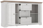 Sideboard Kommode ILOPPA 2-trg. 3 Schubladen Optik Schneeeiche Forte