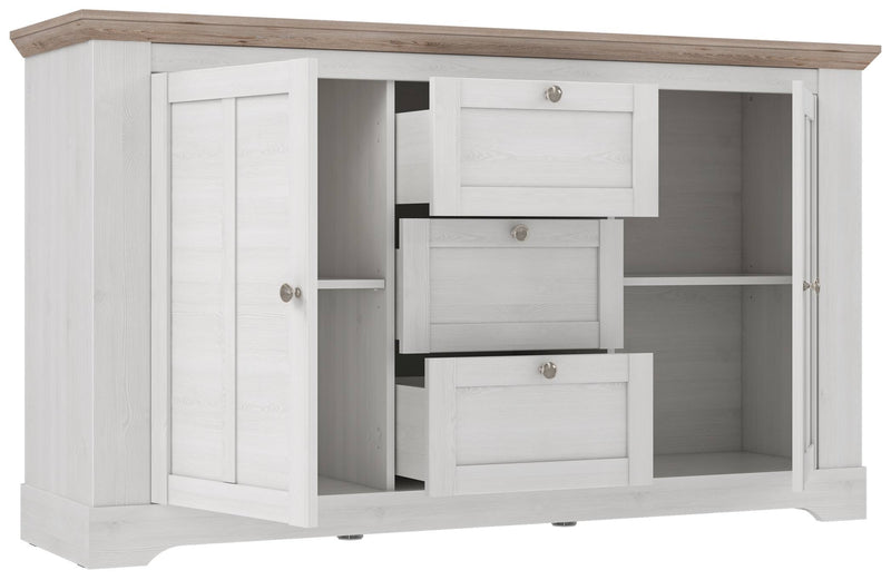 Sideboard Kommode ILOPPA 2-trg. 3 Schubladen Optik Schneeeiche Forte