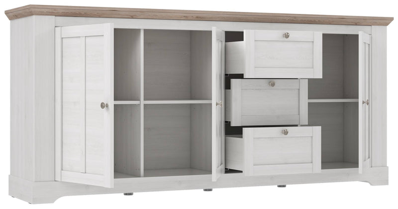 Sideboard ILOPPA 3 Türen 3 Schubladen Optik Schneeeiche von Forte