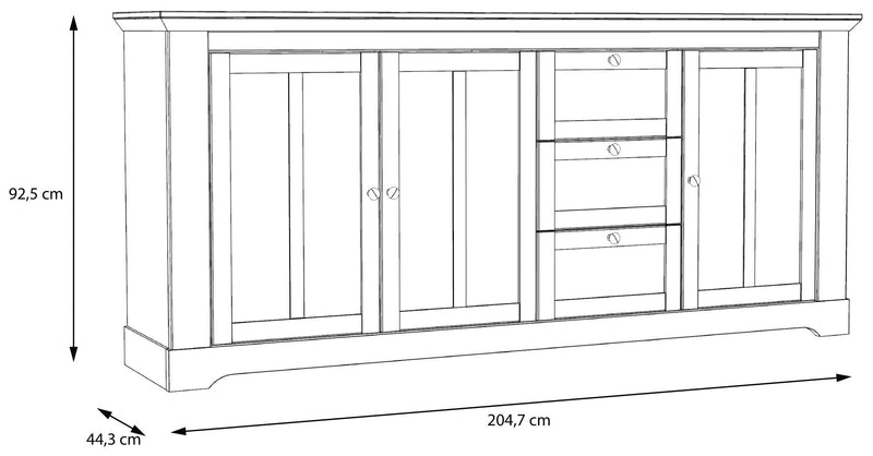 Sideboard ILOPPA 3 Türen 3 Schubladen Optik Schneeeiche von Forte