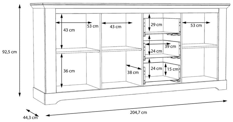 Sideboard ILOPPA 3 Türen 3 Schubladen Optik Schneeeiche von Forte
