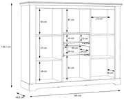 Highboard Vitrine ILOPPA 3-trg. 2 Schubladen Optik Schneeeiche Forte