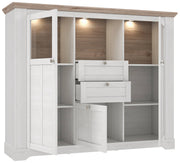 Highboard Vitrine ILOPPA 3-trg. 2 Schubladen Optik Schneeeiche Forte