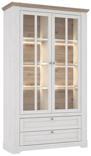 Vitrinenschrank ILOPPA 2-trg. 2 Schubladen Optik Schneeeiche Forte