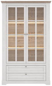 Vitrinenschrank ILOPPA 2-trg. 2 Schubladen Optik Schneeeiche Forte