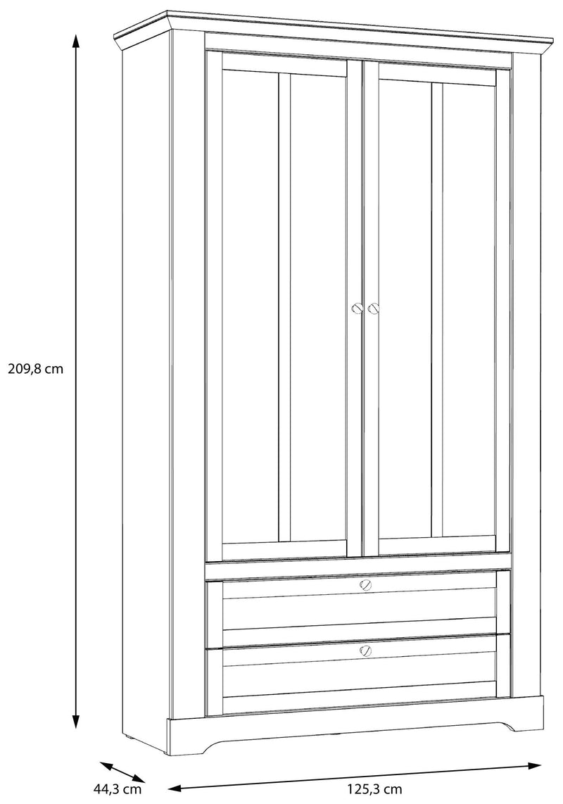 Vitrinenschrank ILOPPA 2-trg. 2 Schubladen Optik Schneeeiche Forte