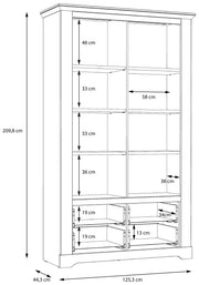 Vitrinenschrank ILOPPA 2-trg. 2 Schubladen Optik Schneeeiche Forte