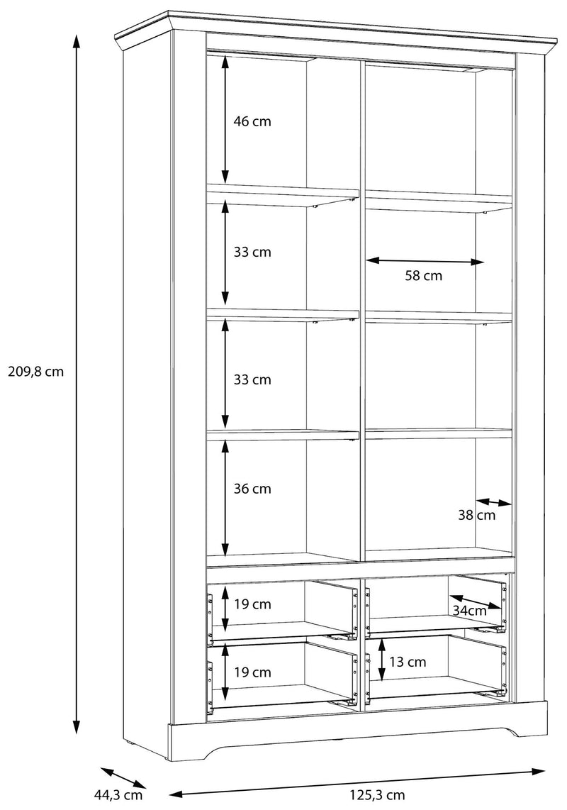Vitrinenschrank ILOPPA 2-trg. 2 Schubladen Optik Schneeeiche Forte