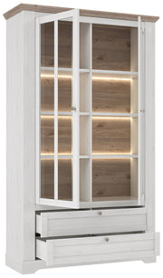 Vitrinenschrank ILOPPA 2-trg. 2 Schubladen Optik Schneeeiche Forte