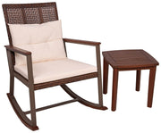 Gartenstuhl Schaukelstuhl Set SINOLA mit Tisch und Polsterauflagen