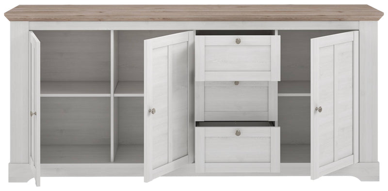 ILOPPA 3 Wohnzimmer 5-tlg. Komplettset Schneeeiche Optik + Beleuchtung