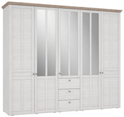 Kleiderschrank ILOPPA 5 Türen 3 Schubladen Optik Schneeeiche Forte