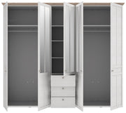 Kleiderschrank ILOPPA 5 Türen 3 Schubladen Optik Schneeeiche Forte