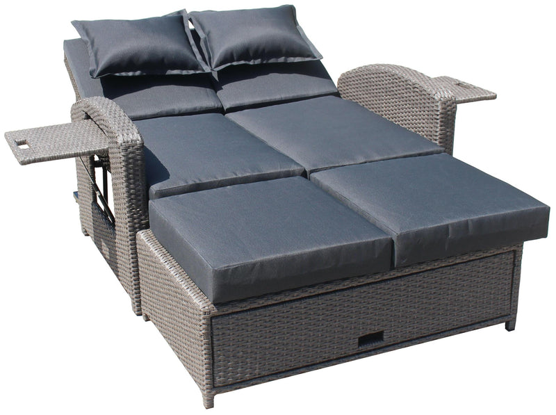 Multifunktions-Sofa Gartensofa NIZZA mit Liegefunktion und Klapptisch