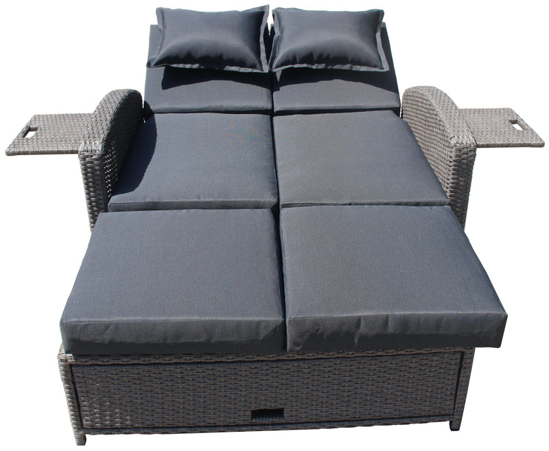 Multifunktions-Sofa Gartensofa NIZZA mit Liegefunktion und Klapptisch