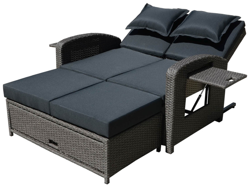 Multifunktions-Sofa Gartensofa NIZZA mit Liegefunktion und Klapptisch