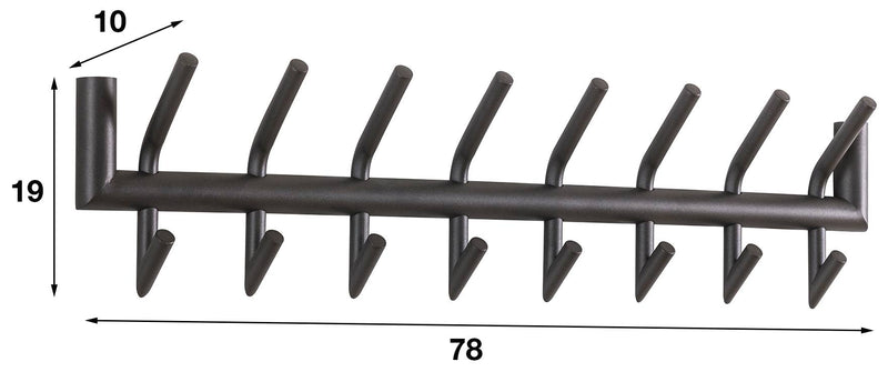 Garderobe Wandgarderobe MATT 36 2x 8 Haken Grau pulverbeschichtet 