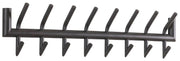 Wandgarderobe MATT 36 mit zwei Reihen à acht Haken in Grau pulverbeschichtet, Gesamtansicht von vorne.