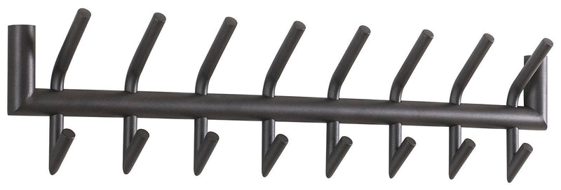 Wandgarderobe MATT 36 mit zwei Reihen à acht Haken in Grau pulverbeschichtet, Gesamtansicht von vorne.