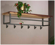 Garderobe Wandgarderobe DAYTON 6 Haken mit Hutablage aus Saja Nussbaum