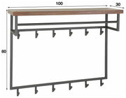 Garderobe Wandgarderobe DAYTON 12 Haken Hutablage aus Saja Nussbaum
