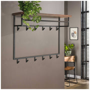 Garderobe Wandgarderobe DAYTON 12 Haken Hutablage aus Saja Nussbaum