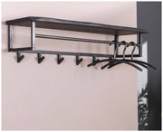Garderobe Wandgarderobe YUKON 6 Haken Hutablage Stahl Akazie Schwarz