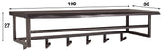 Garderobe Wandgarderobe YUKON 6 Haken Hutablage Stahl Akazie Schwarz