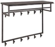Wandgarderobe Garderobe YUKON 12 Haken Hutablage Stahl Akazie Schwarz