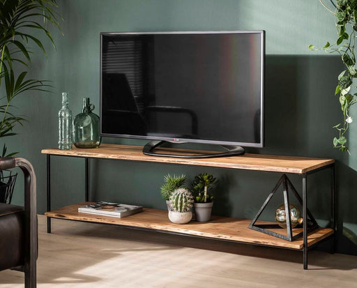 Lowboard TV-Regal KANT 150 cm Akazie mit Baumkante und Metallrahmen