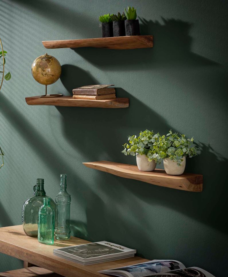 Wandboard Steckboard KANT 3er-Set Akazie lackiert mit Baumkante