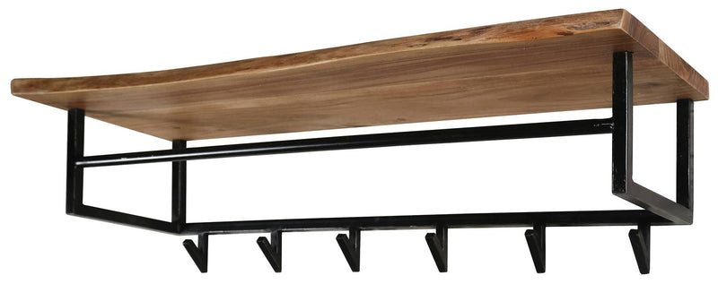 Wandgarderobe KANT Akazie massiv mit Baumkante und Stahl
