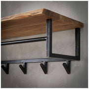 Wandgarderobe KANT Akazie massiv mit Baumkante und Stahl