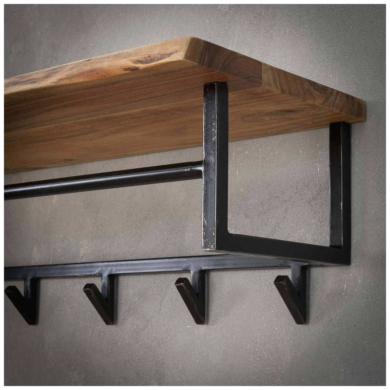 Wandgarderobe KANT Akazie massiv mit Baumkante und Stahl