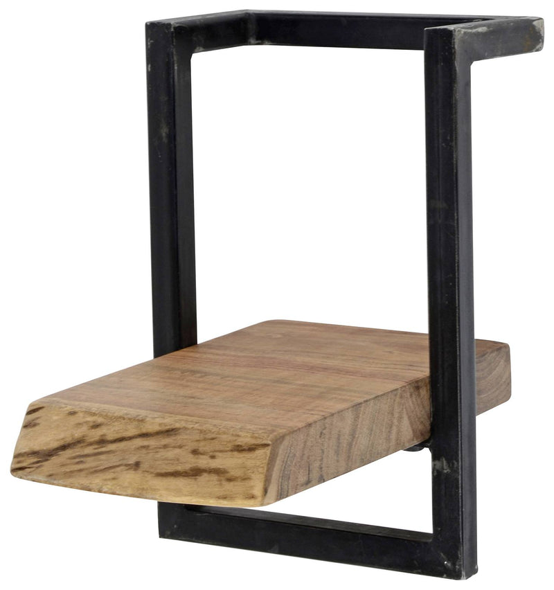 Wandregal KANT 20 cm Stahlrahmen und massive Akazie mit Baumkante
