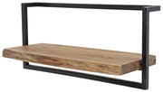 Wandregal KANT 65 cm Stahlrahmen und Akazie Massivholz mit Baumkante