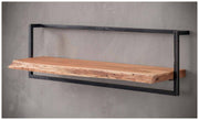 Wandregal KANT 100 cm Stahlrahmen und Akazie Massivholz mit Baumkante