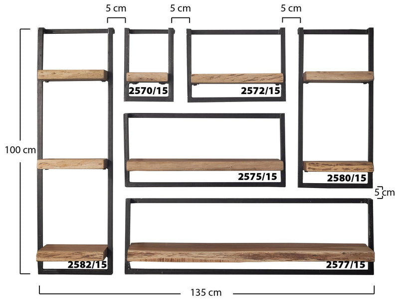 Wandregal KANT 100 cm Stahlrahmen und Akazie Massivholz mit Baumkante