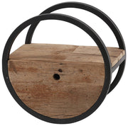 Wandregal OUD 40 rund Stahlrahmen Hartholz Altholz mit Schublade