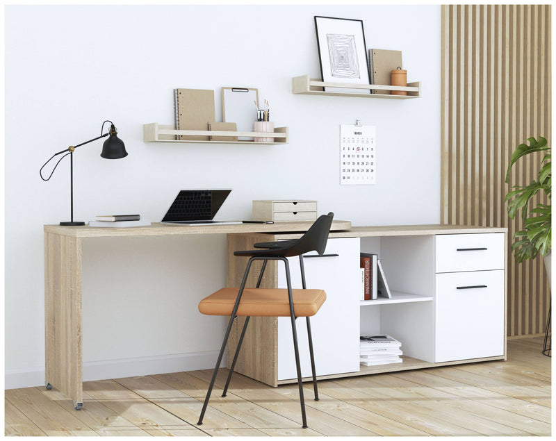 Arbeitstisch Schreibtisch ALIKLIA Optik Sonoma Eiche und Weiß Forte