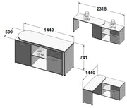 Arbeitstisch Schreibtisch ALIKLIA Optik Sonoma Eiche und Weiß Forte